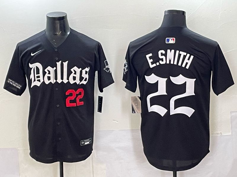 Men 2025 Nike Dallas Cowboys 22 E.Smith Black 5th generation Joint Name Limited NFL Jersey 03
